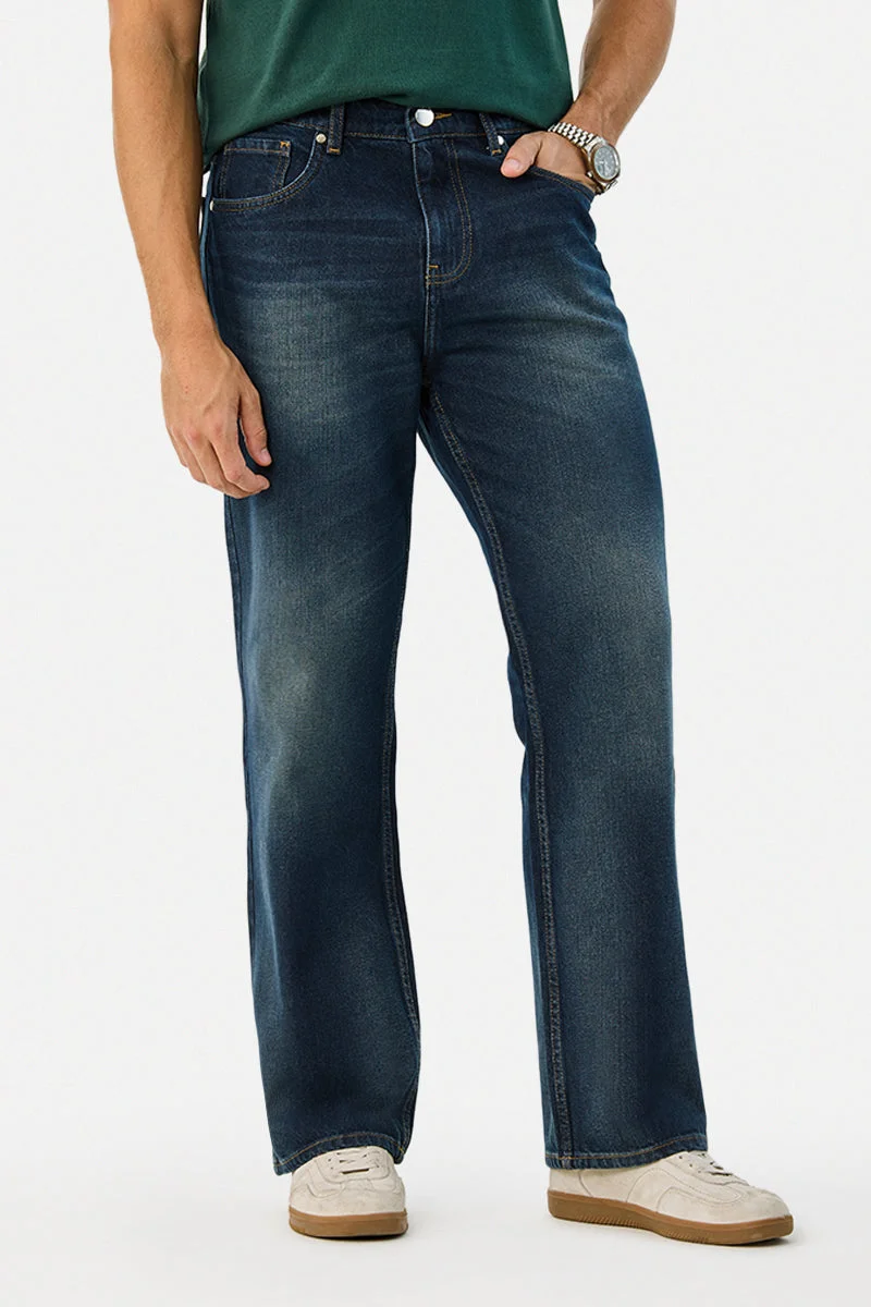 Straight Fit Washed Jeans